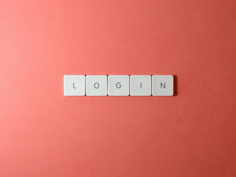 Scrabble letters making up the word Login