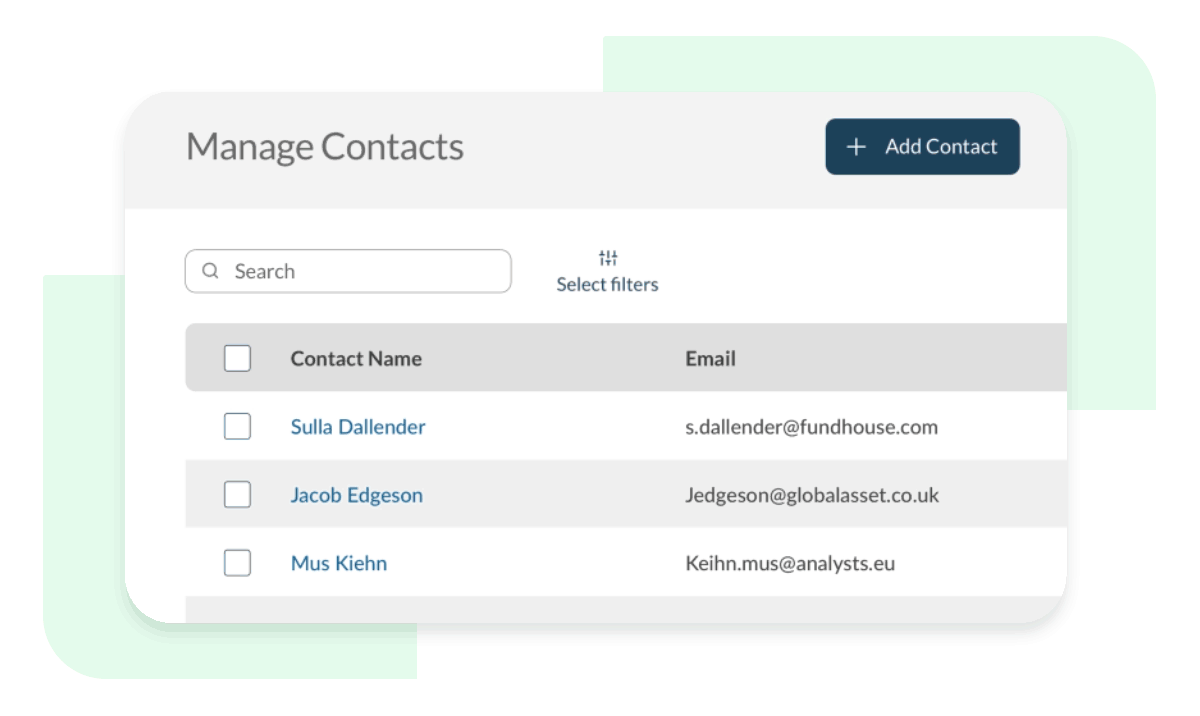 Add a contact in your hedge fund's CRM